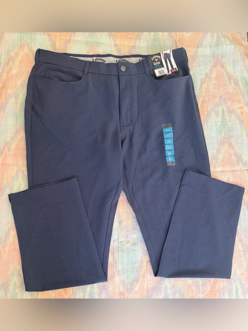 NWT !! Callaway Mens 42x32 Golf Pants Active Waistband Flex Opti-Dri Blue
